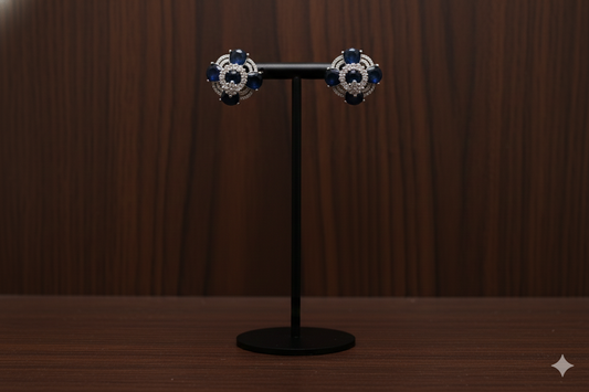 Midnight Blue CZ Crystal Stud Earrings