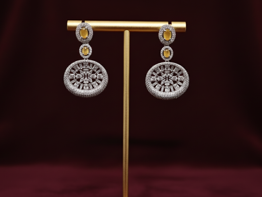 Classic Yellow Crystal Party Earrings