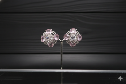 Blush Bloom CZ Crystal Stud Earrings