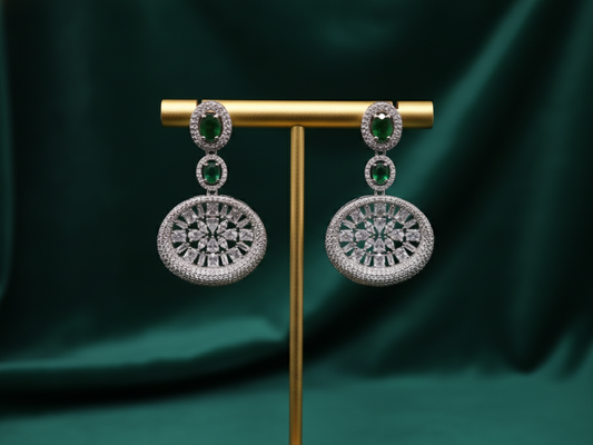 Classic Green Crystal Designer Earrings