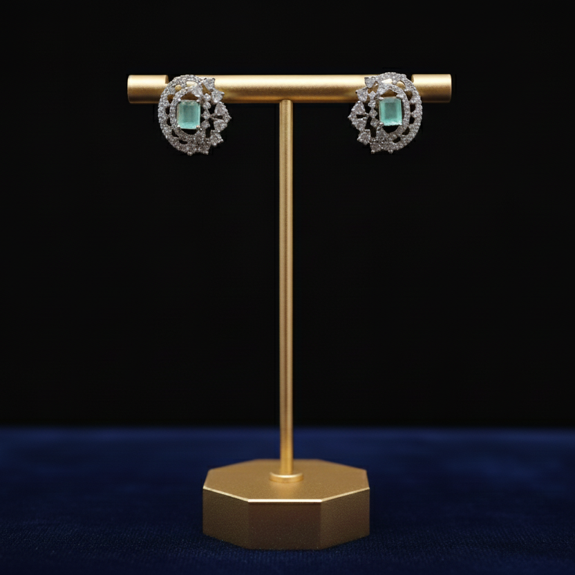 Aqua Mist CZ Crystal Stud Earrings