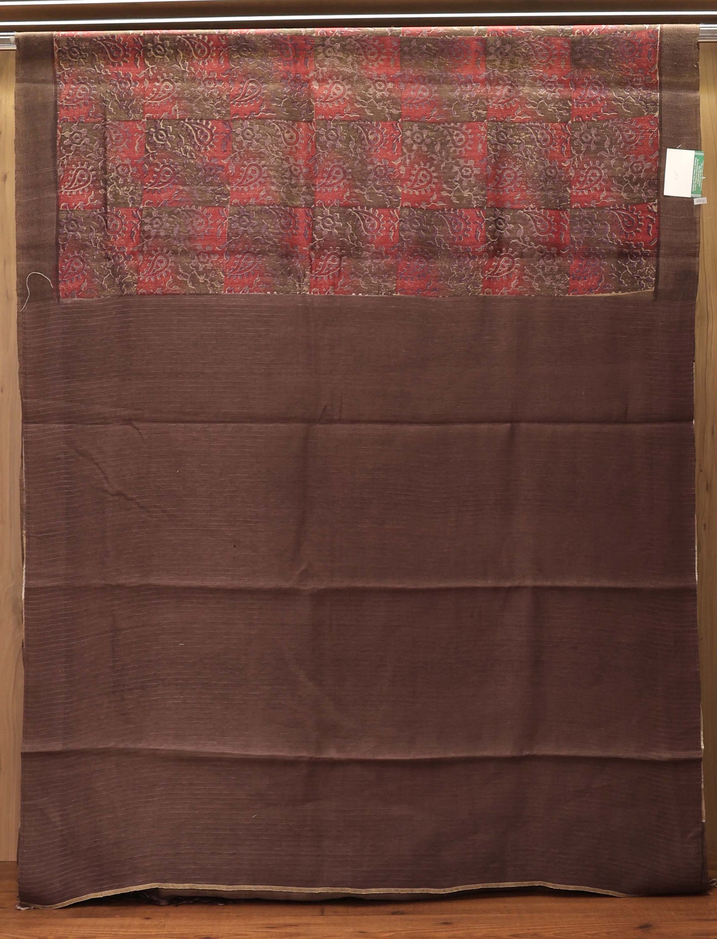 Rust Red Traditional Print Pure Tassar Silk Saree