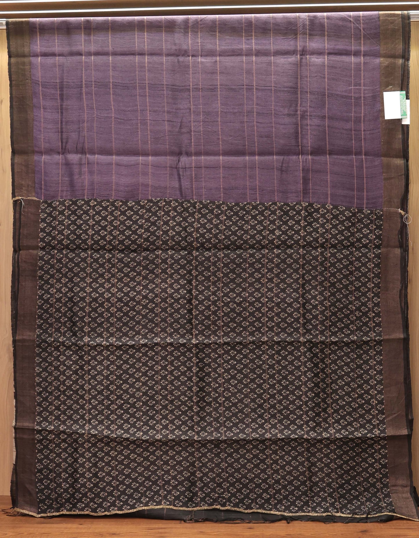 Royal Purple Contemporary Print Pure Tassar Silk Saree