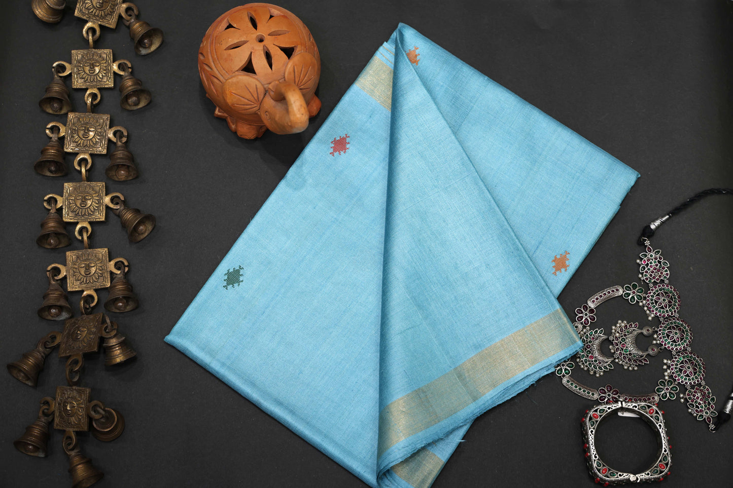 Pure Tussar Silk Saree with Woven Pallu