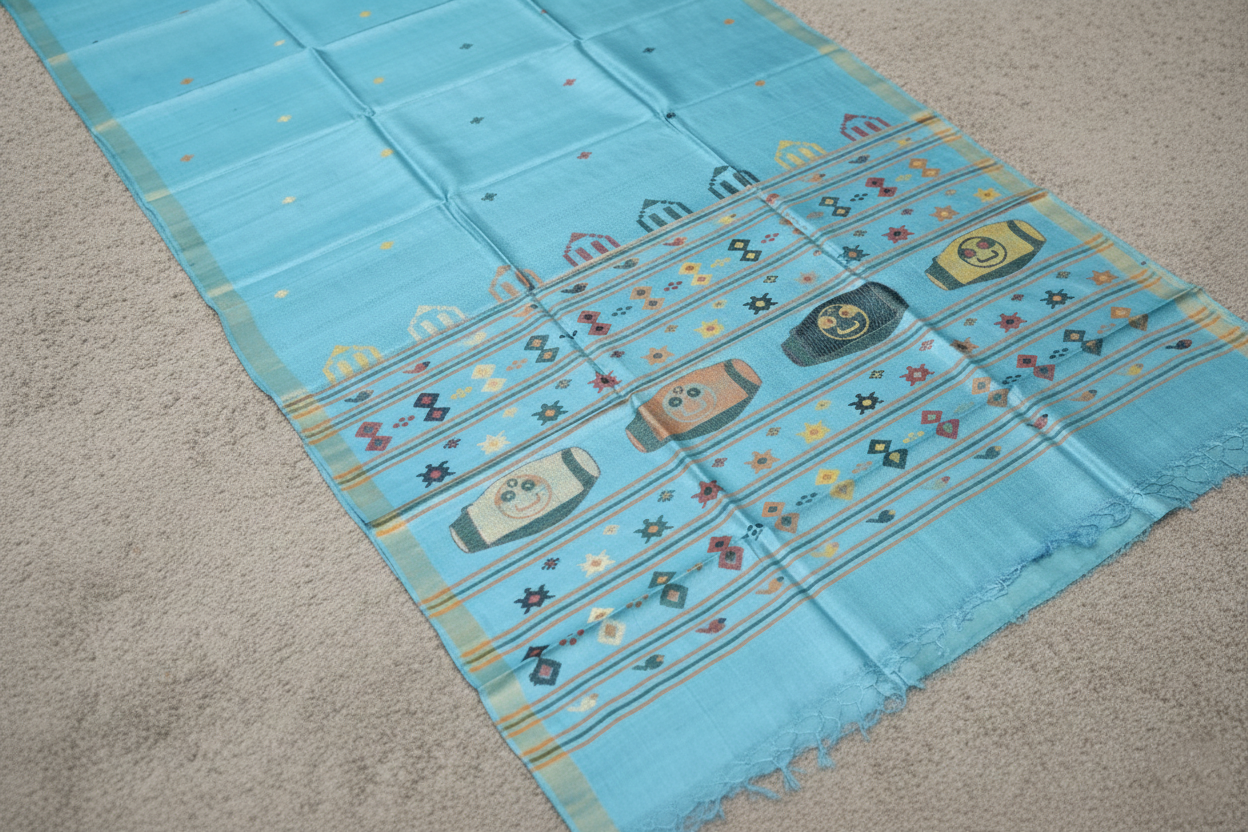 Pure Tussar Silk Saree with Woven Pallu