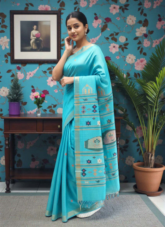 Pure Tussar Silk Saree with Woven Pallu