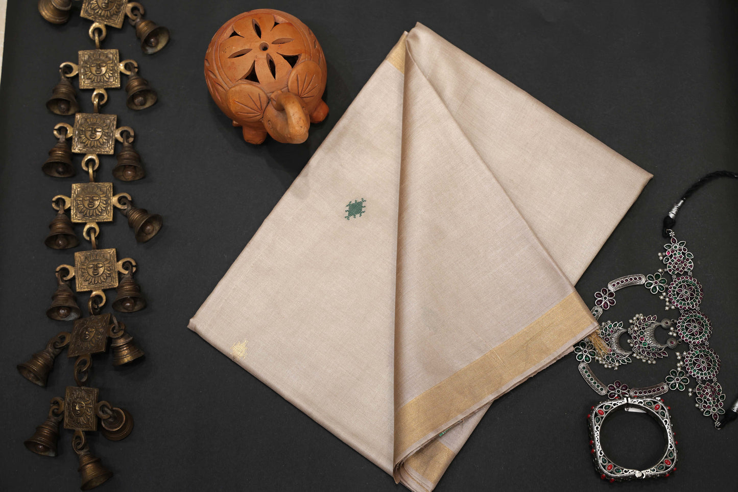 Pure Tussar Silk Saree with Woven Pallu