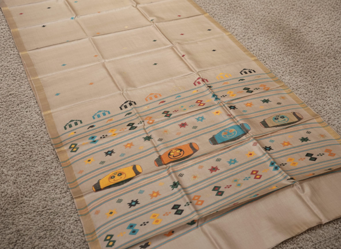 Pure Tussar Silk Saree with Woven Pallu