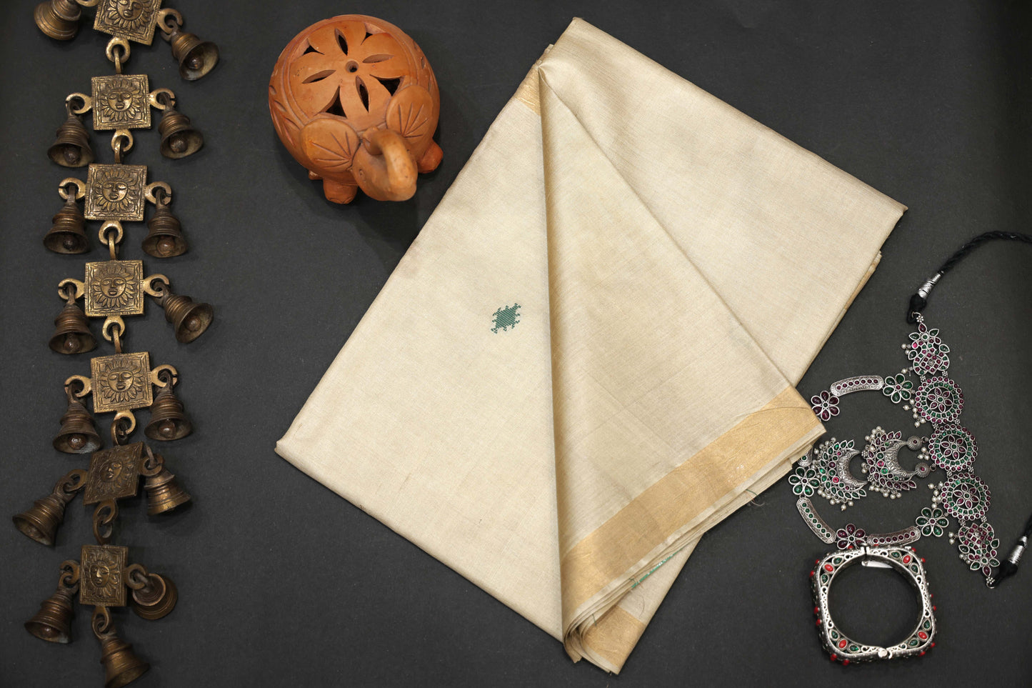 Pure Tussar Silk Saree with Woven Pallu