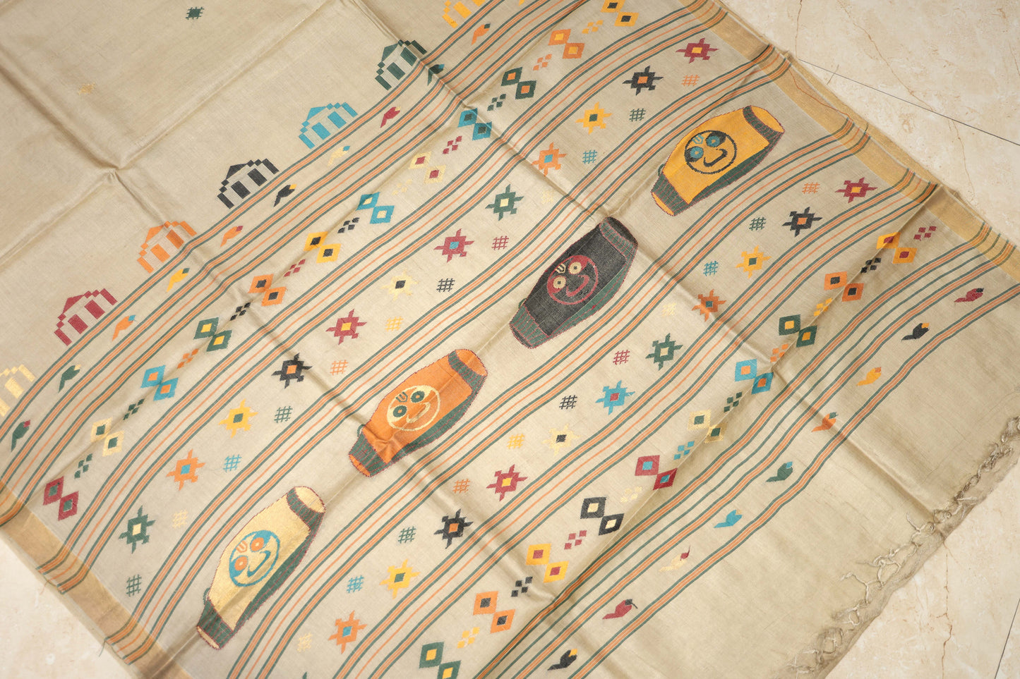 Pure Tussar Silk Saree with Woven Pallu