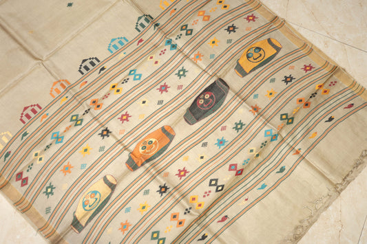 Pure Tussar Silk Saree with Woven Pallu