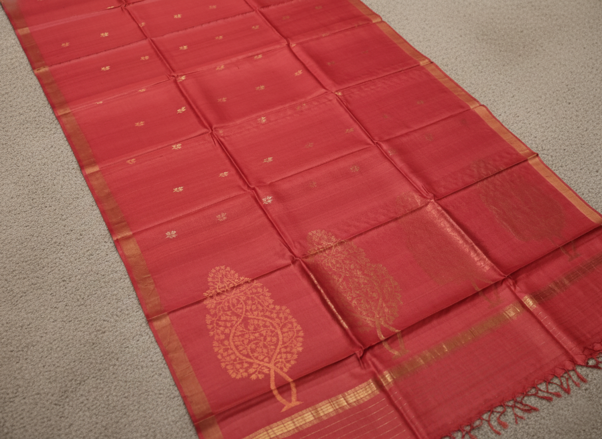 Pure Tussar Silk Saree with Leaf Motifs
