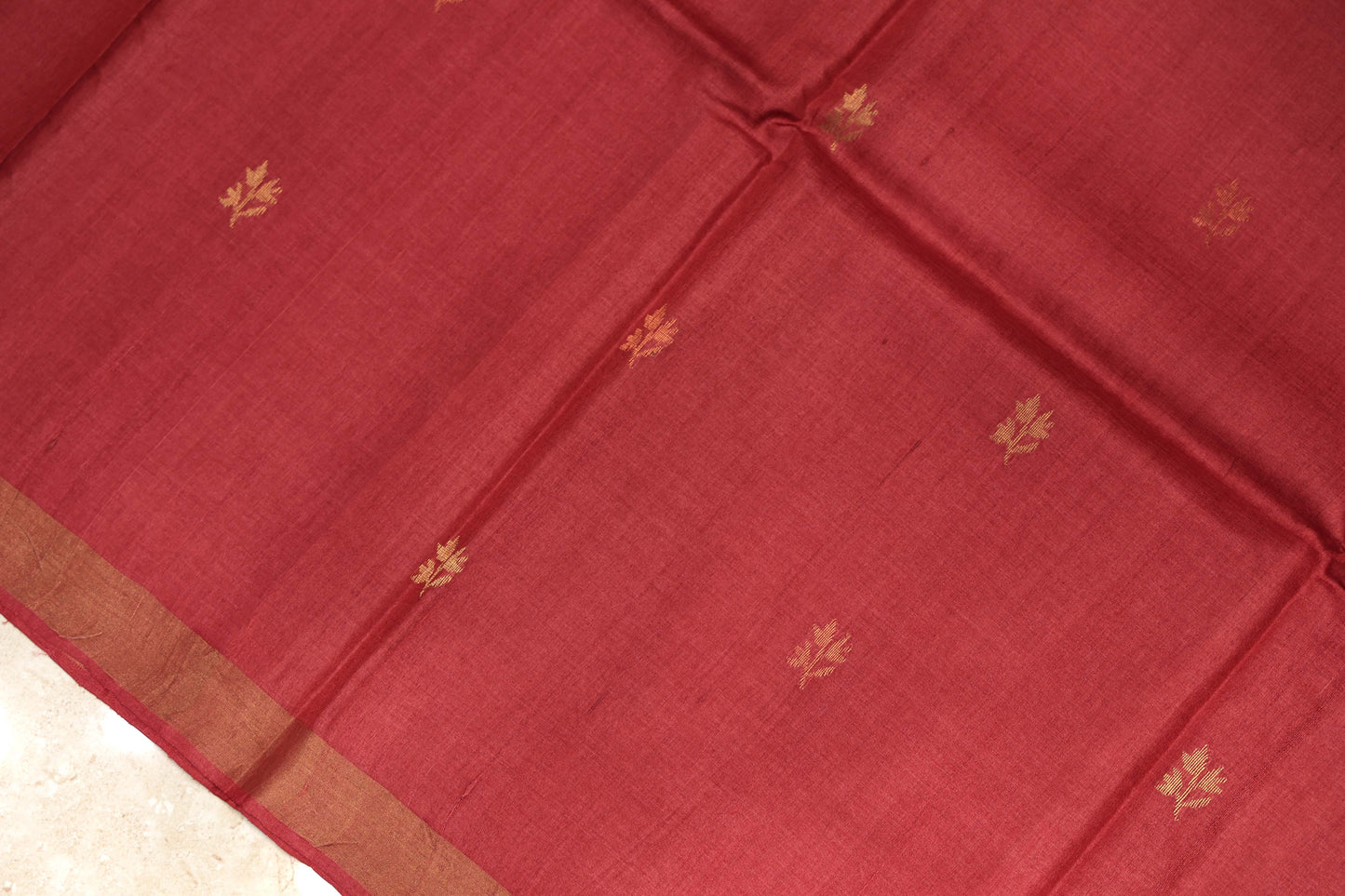 Pure Tussar Silk Saree with Leaf Motifs