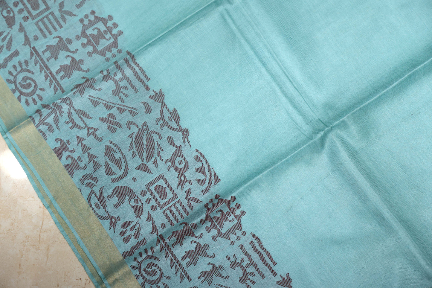 Tussar Silk Saree with Folk Woven Pallu