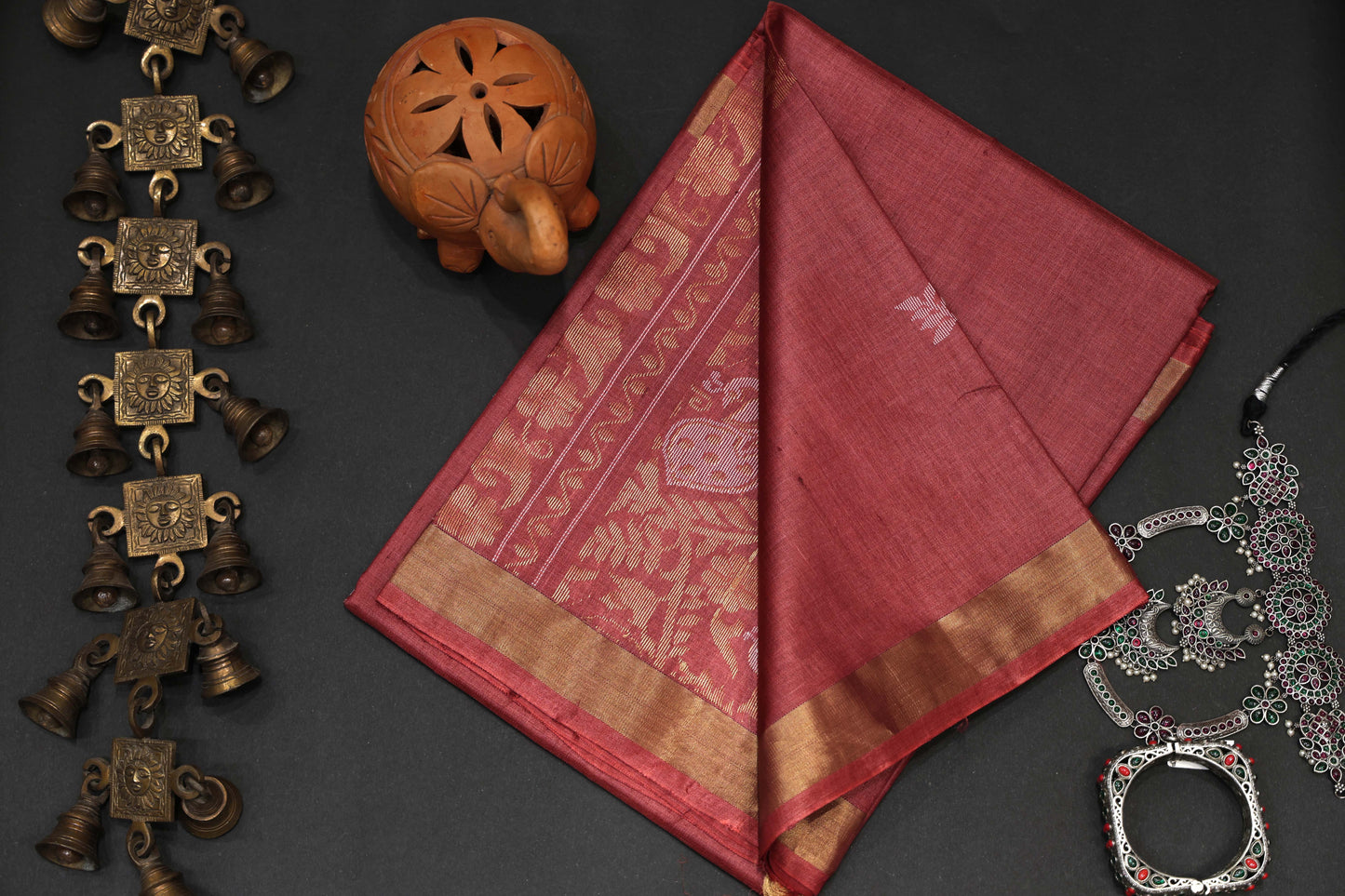 Pure Tussar Silk Saree with Zari–Resham Woven Pallu