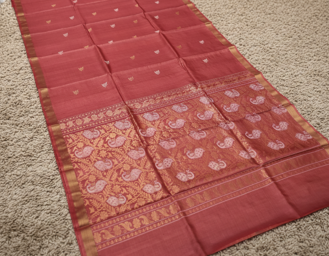 Pure Tussar Silk Saree with Zari–Resham Woven Pallu