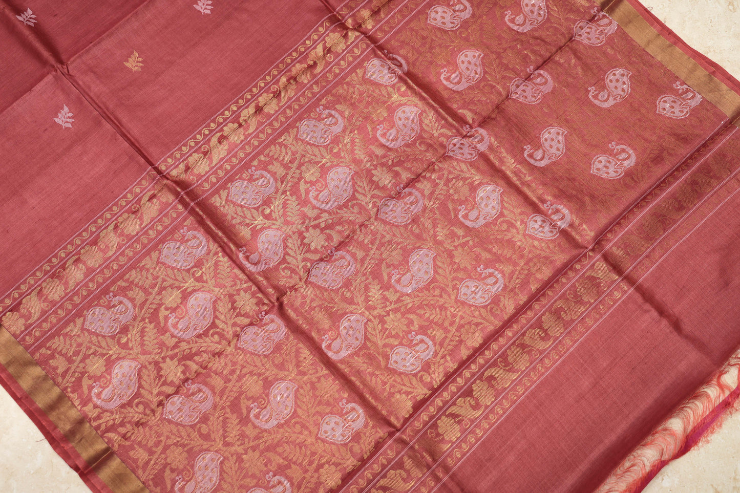 Pure Tussar Silk Saree with Zari–Resham Woven Pallu
