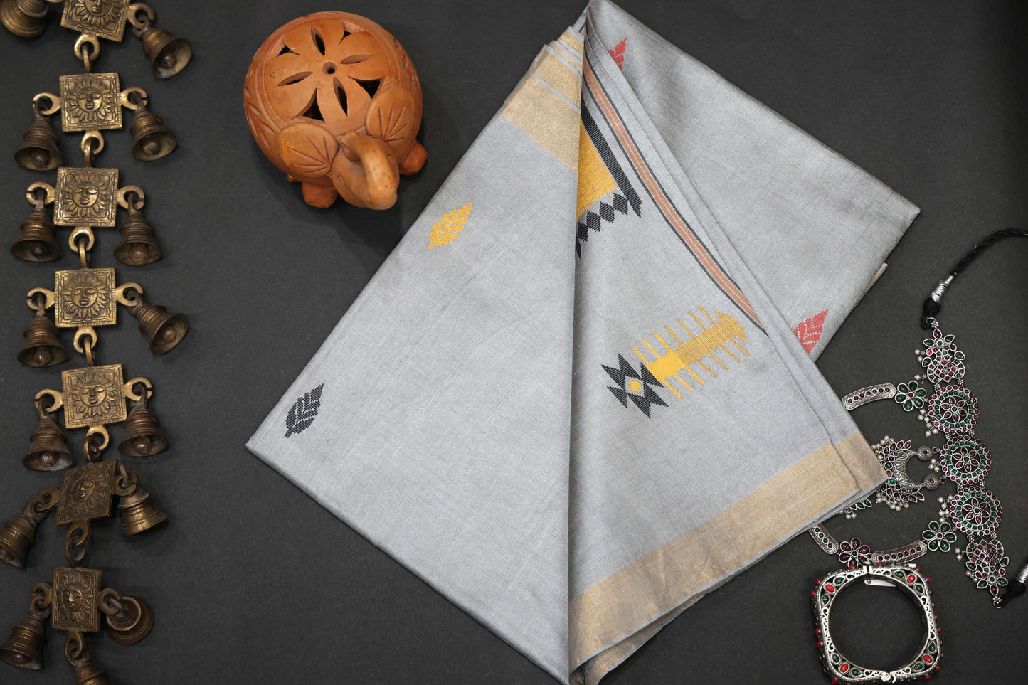 Pure Tussar Silk Saree with Woven Pallu