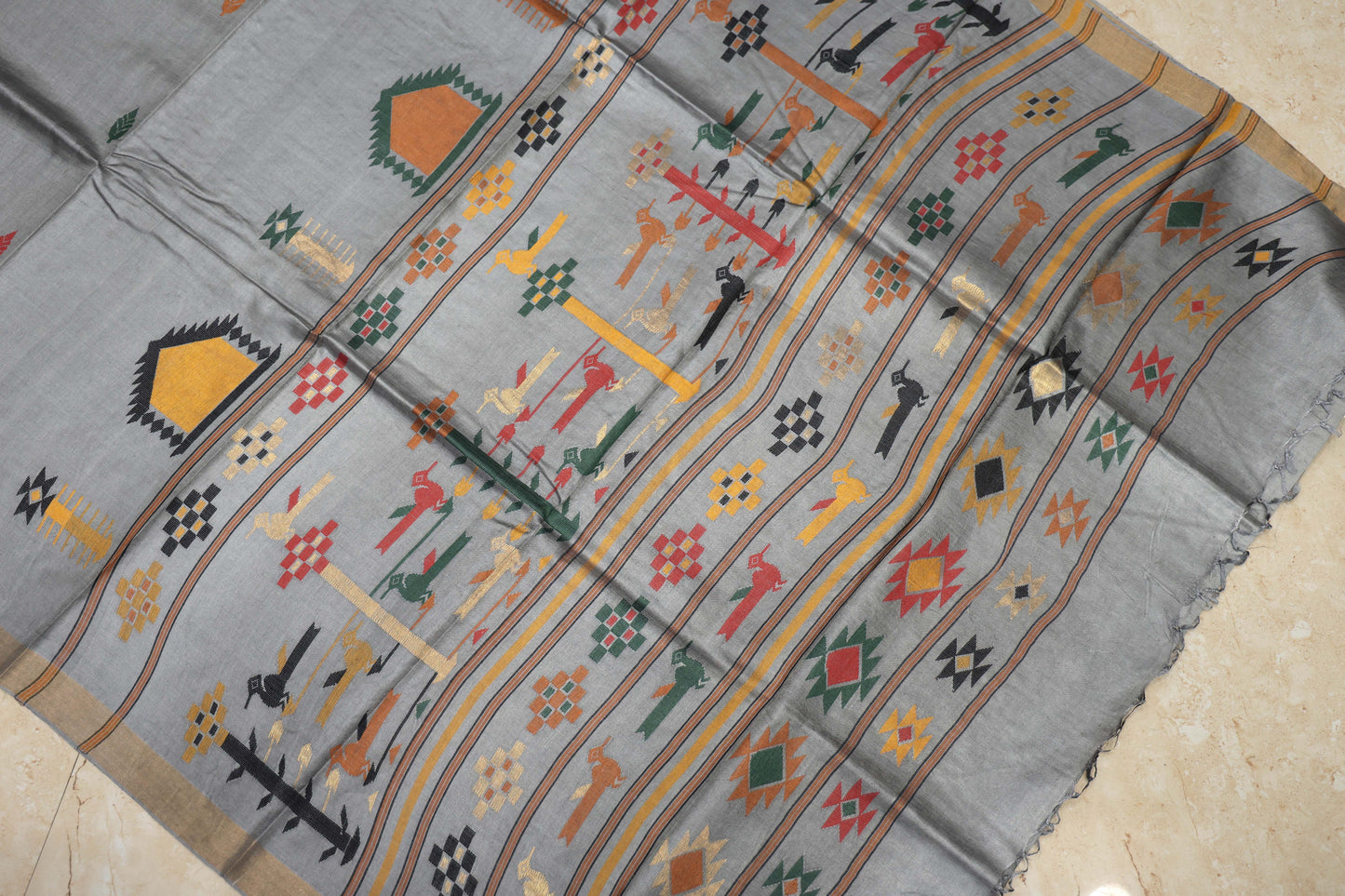 Pure Tussar Silk Saree with Woven Pallu