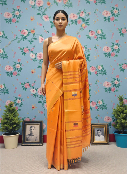 Pure Tussar Silk Saree with Woven Pallu