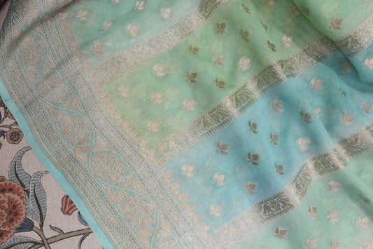 Mint Green Rangkat Georgette Banarasi
