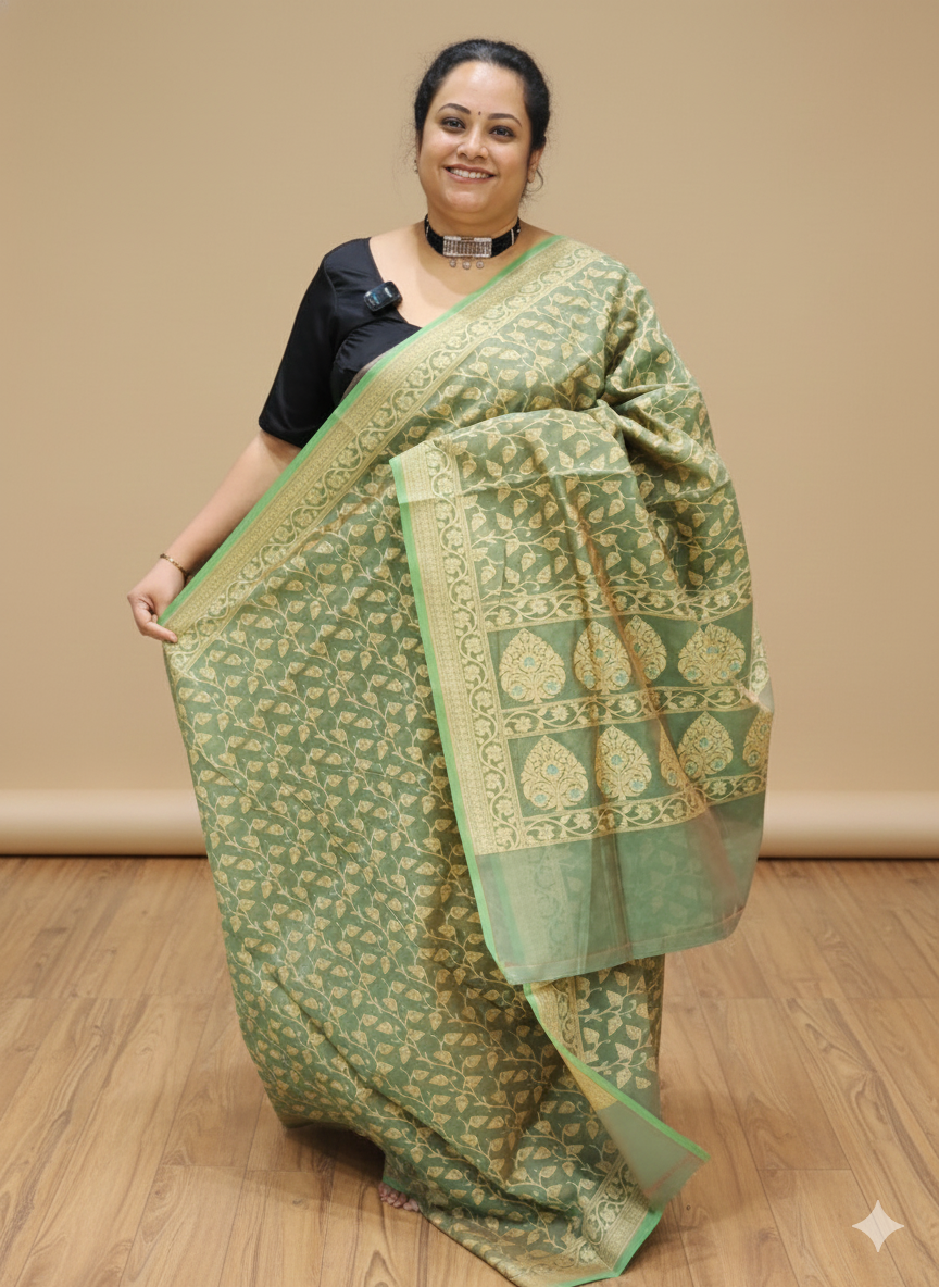 Kora Cotton Banarasi Saree