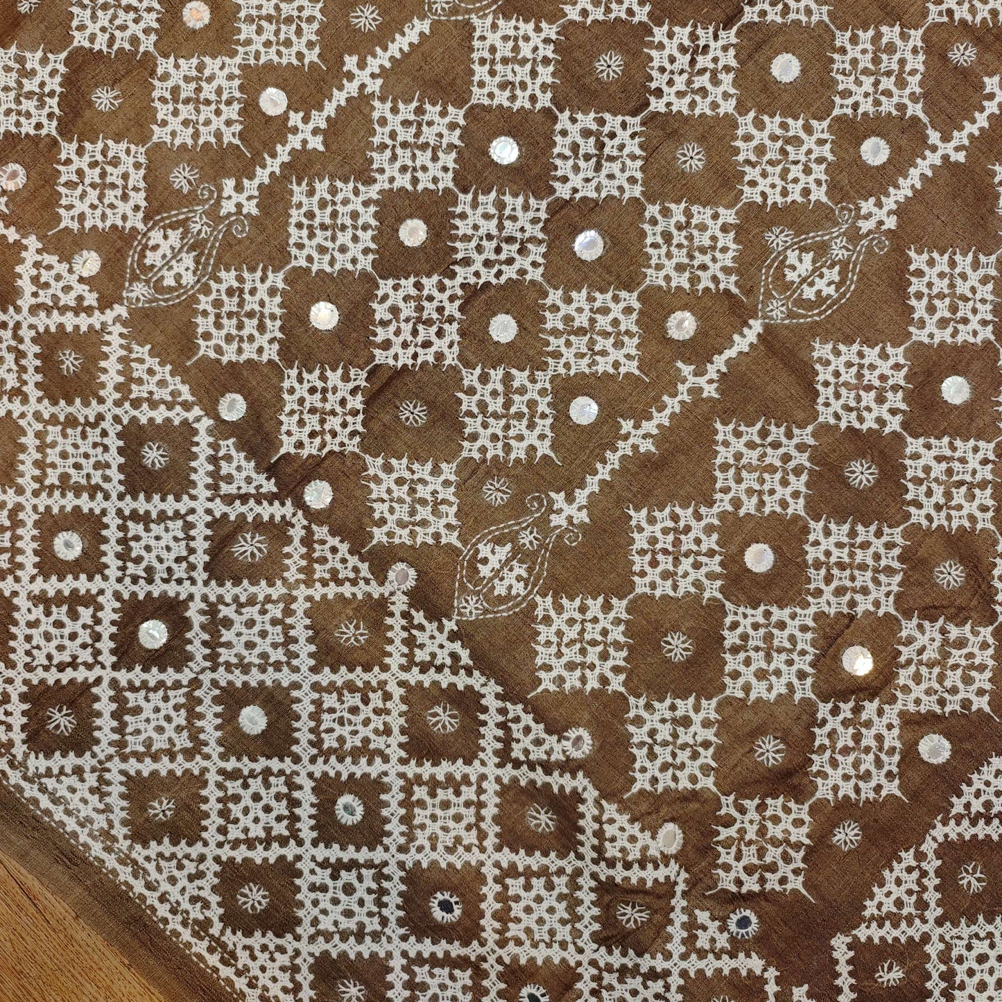 Pure Tassa Silk Saree with Gujarati Stitch Embroidery