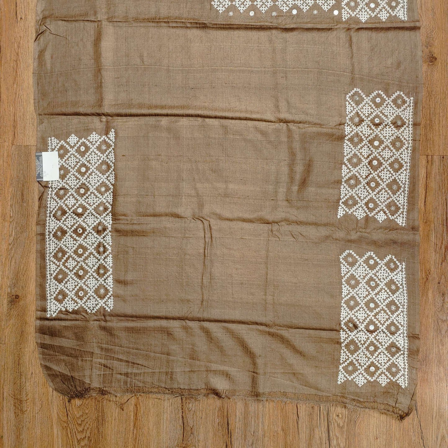 Pure Tassa Silk Saree with Gujarati Stitch Embroidery
