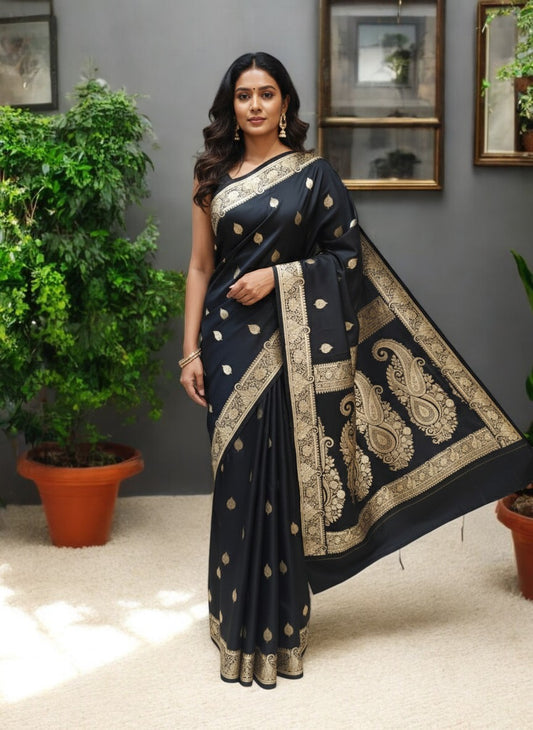 Mashru Banarasi Saree with Zari Booties and Paisley Pallu
