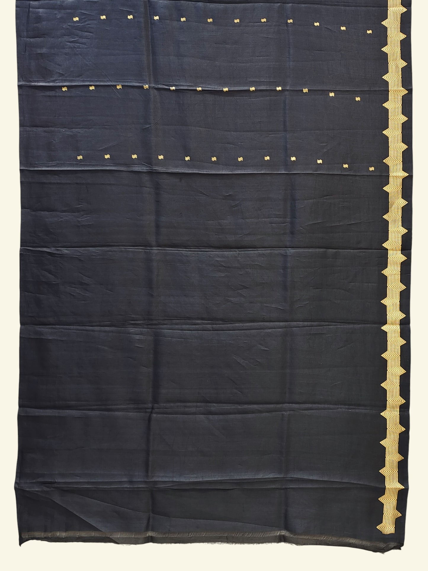Pure Handwoven Katan Silk Saree with Geometric Zari Border