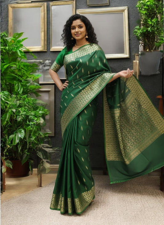 Blend Silk Saree with Intricate Border, Pallu Work & All-Over Booties