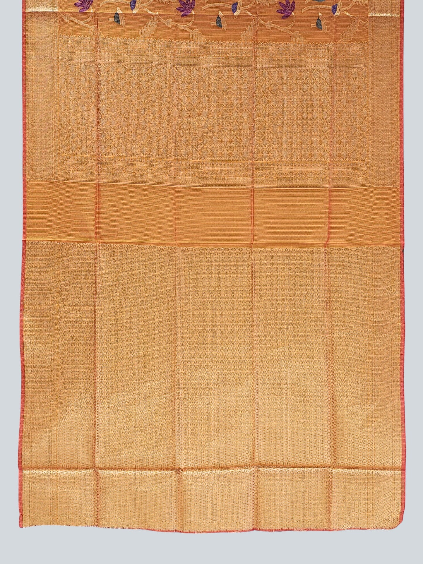 Kona Chandiri Blend Saree with Multicolor Bhooti & Zari Border