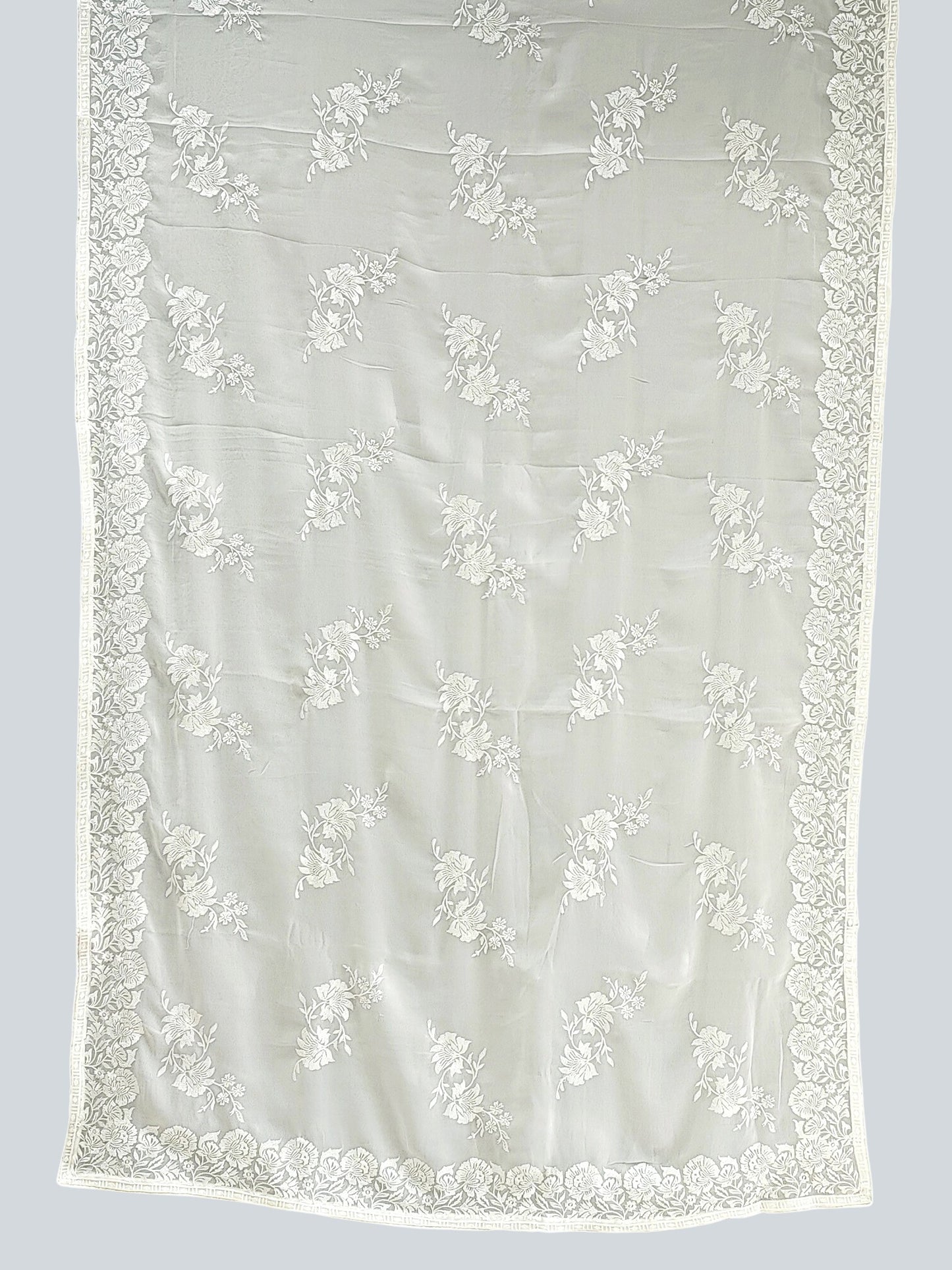 Bollywood-Style Chiffon Georgette Blend Saree with Floral Embroidery