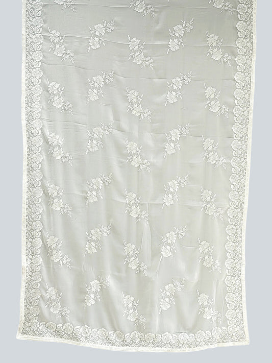 Bollywood-Style Chiffon Georgette Blend Saree with Floral Embroidery