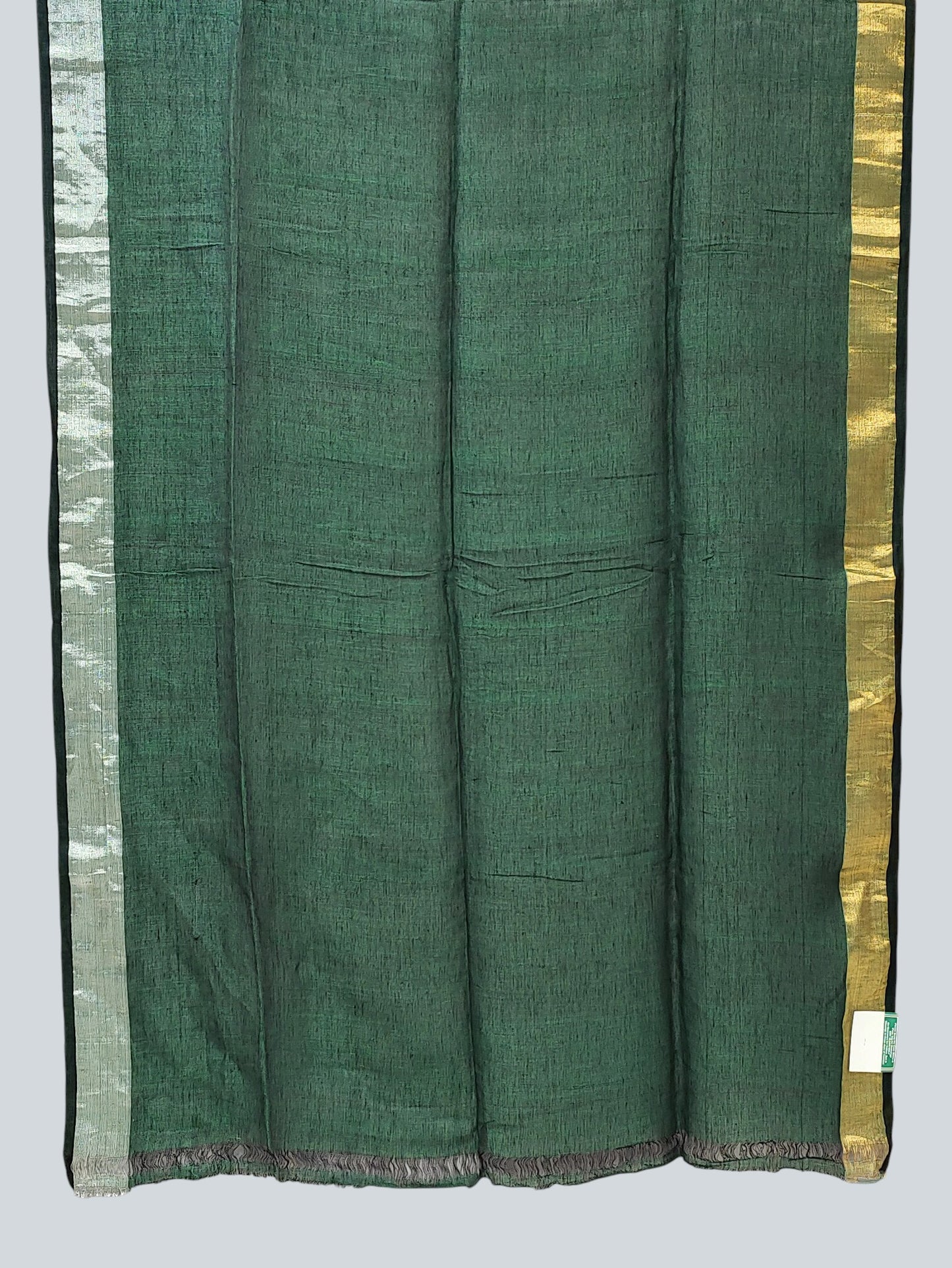 LinenBengal Handloom Linen Saree with Ganga-Jamuna Zari Border & Textured Pallu