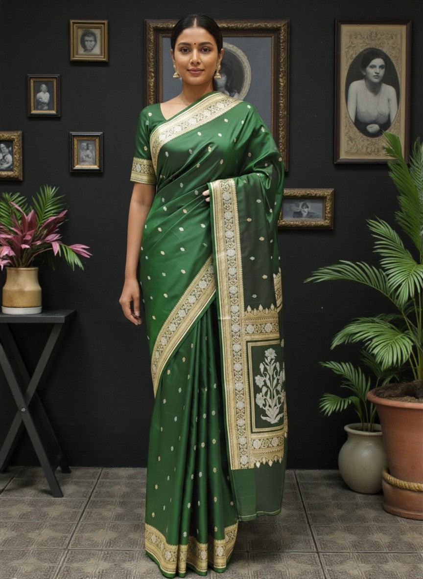 Mashru Banarasi Blend Saree with Gold & Silver Zari Work