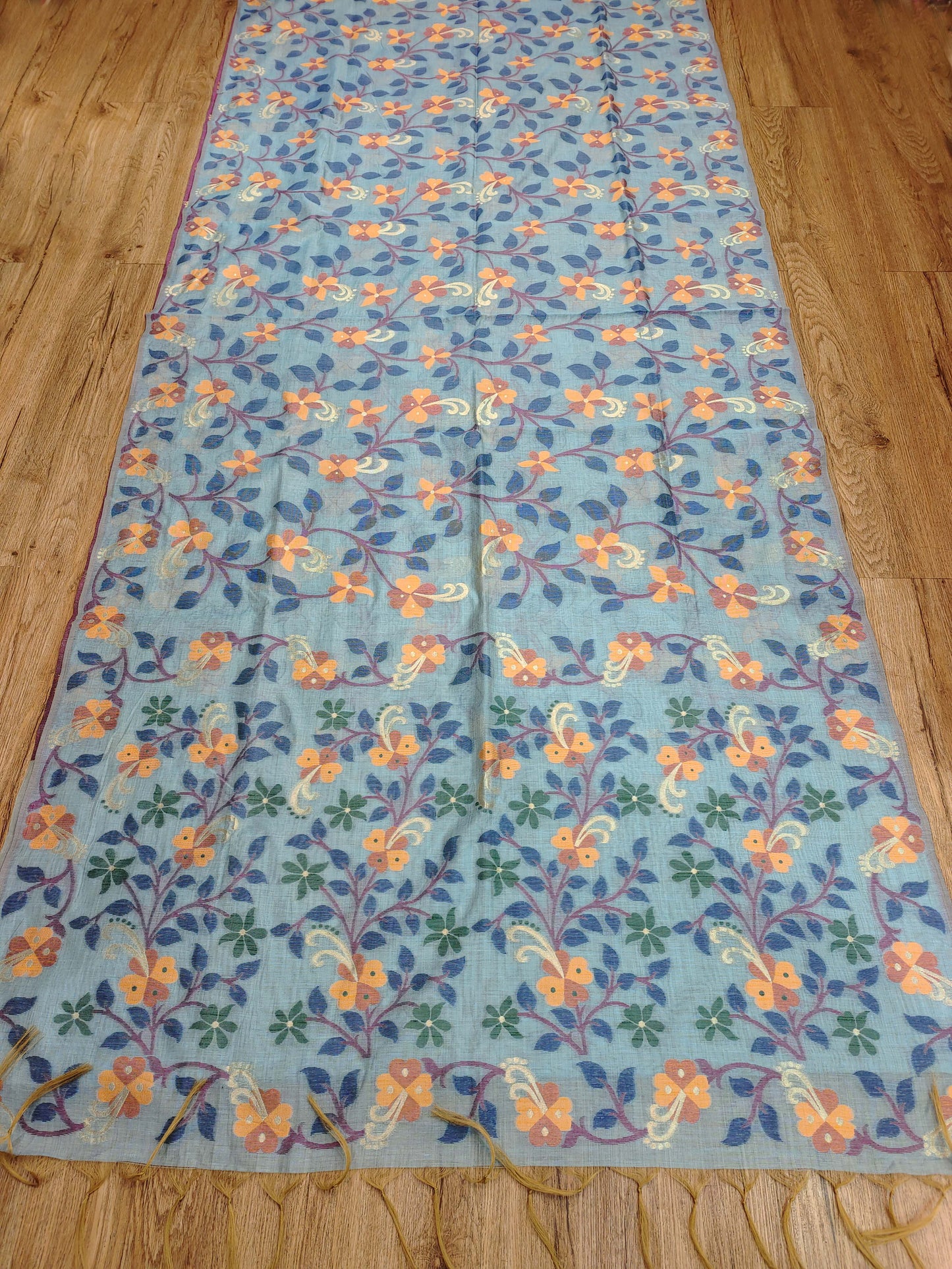 Sky Blue Multicolour Resham Saree