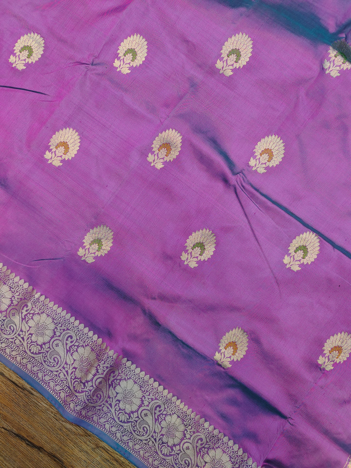 Lavender Purple Kataan Silk Banarasi Saree with Classic Gold Zari Work