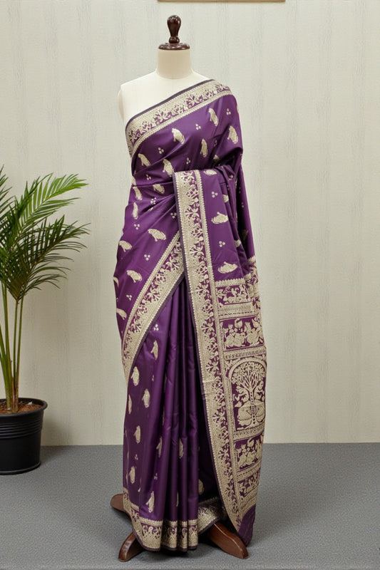 Purple Swarnachari Blend Saree