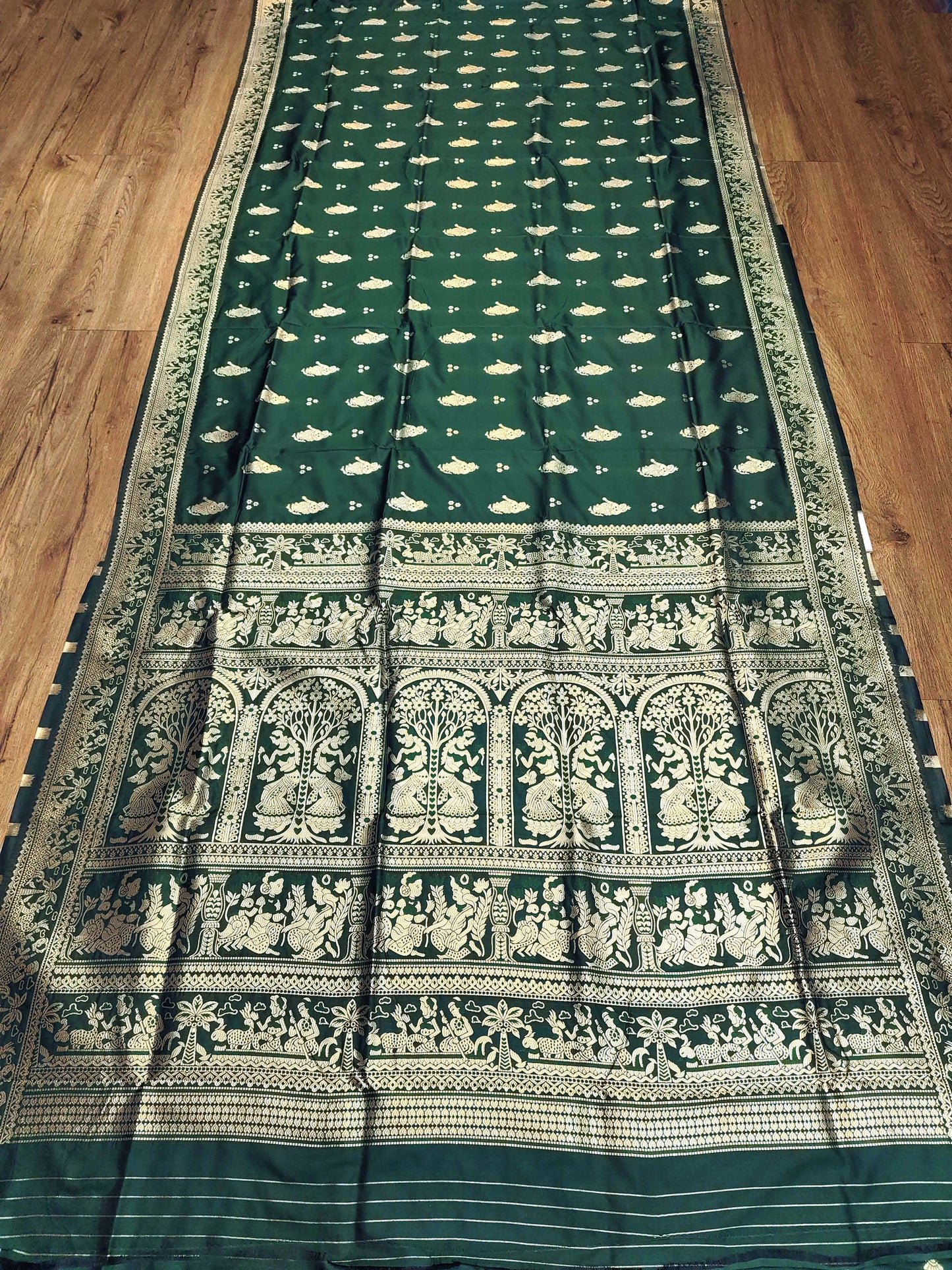 Bottle Green Swarnachari Blend Saree