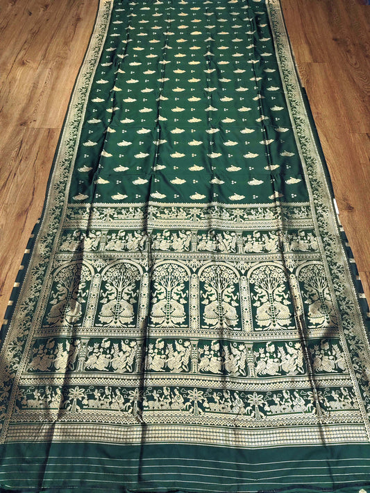 Bottle Green Swarnachari Blend Saree