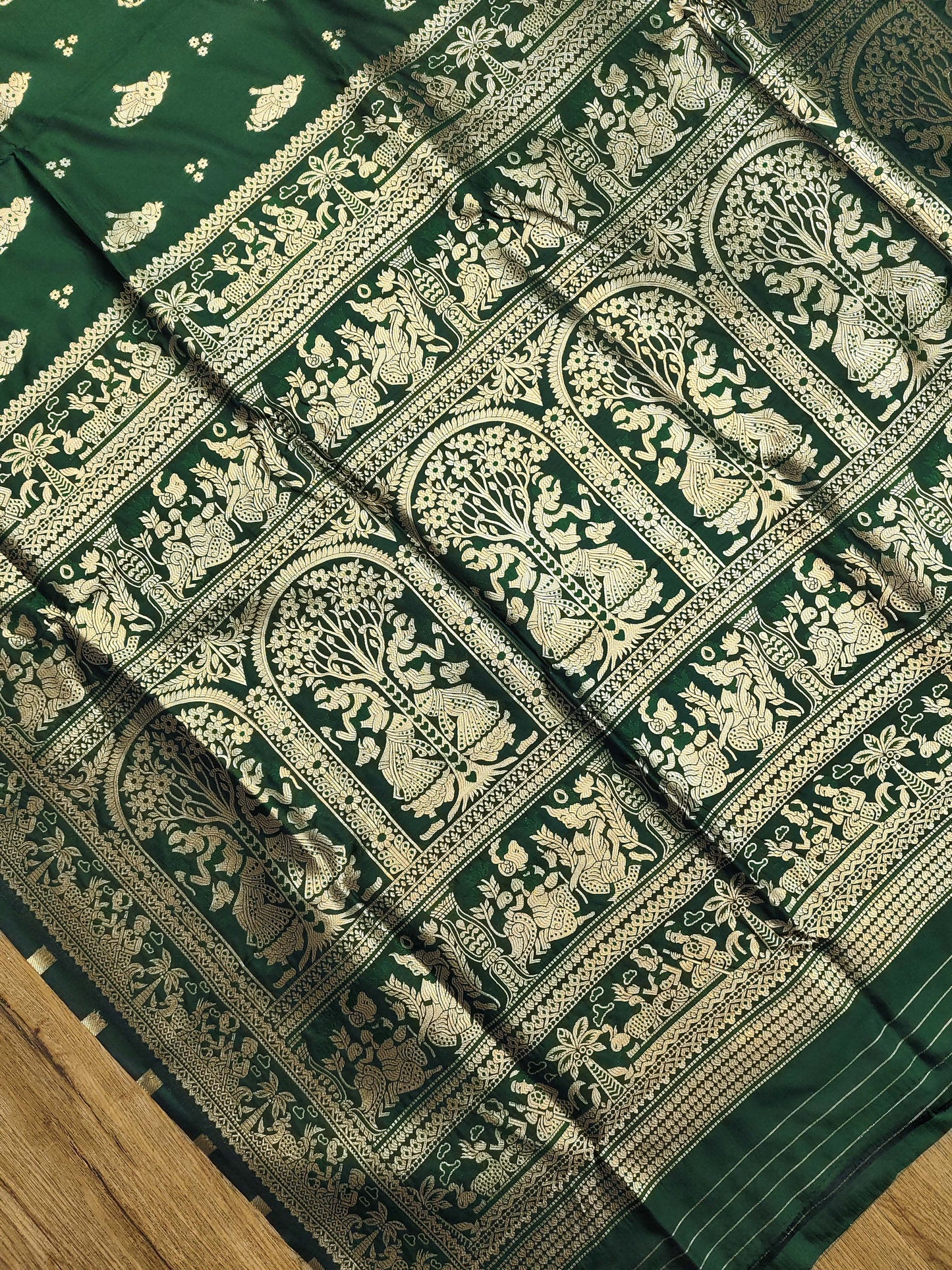 Bottle Green Swarnachari Blend Saree