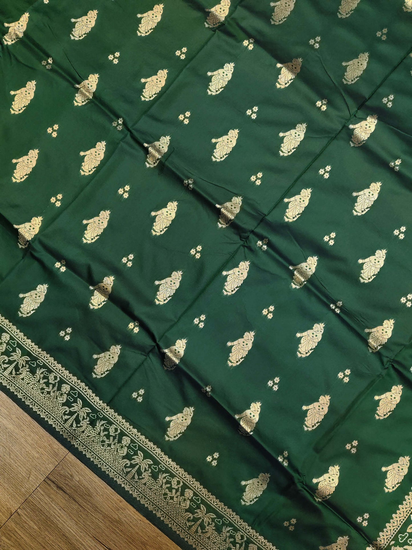 Bottle Green Swarnachari Blend Saree
