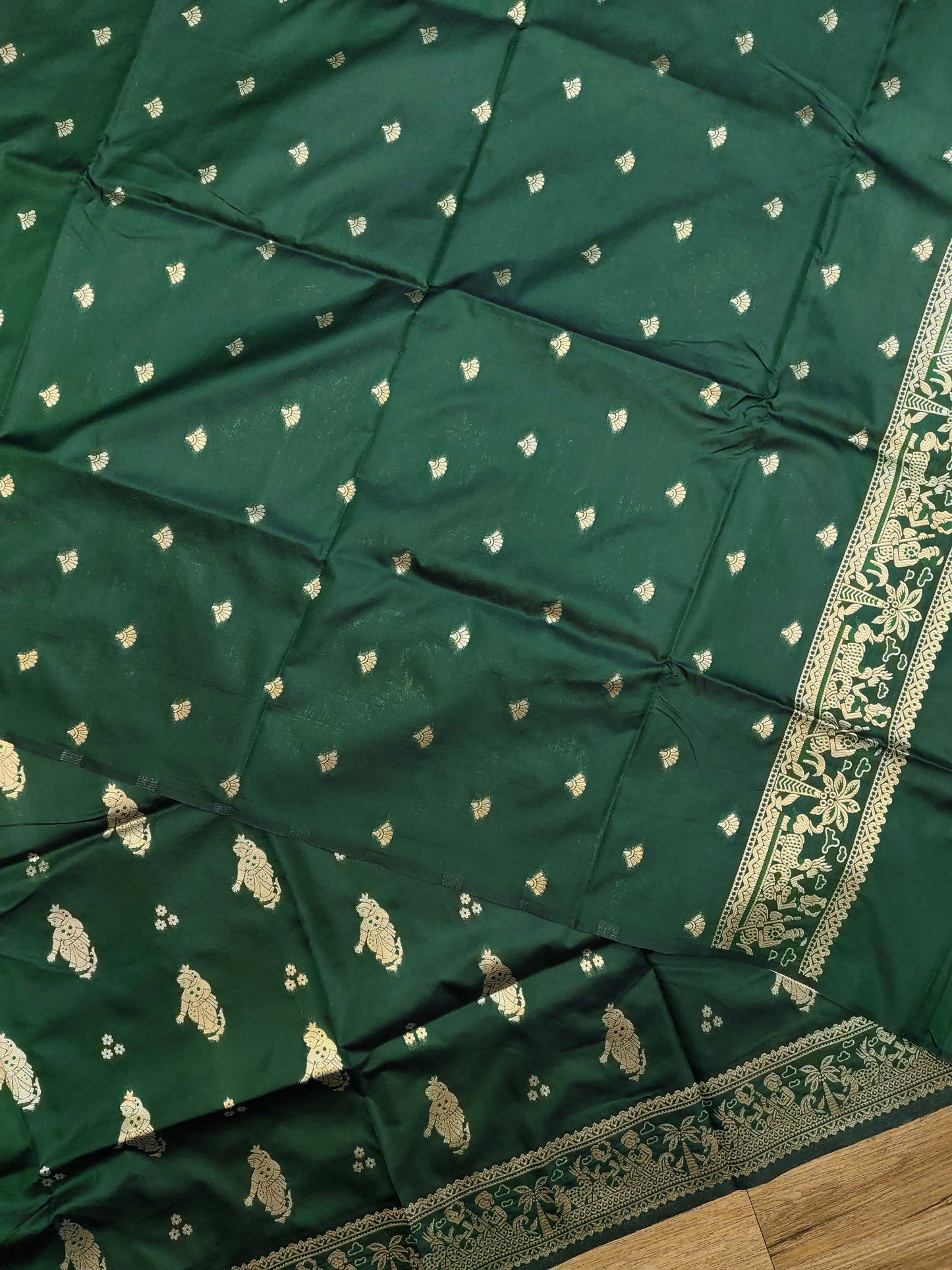 Bottle Green Swarnachari Blend Saree