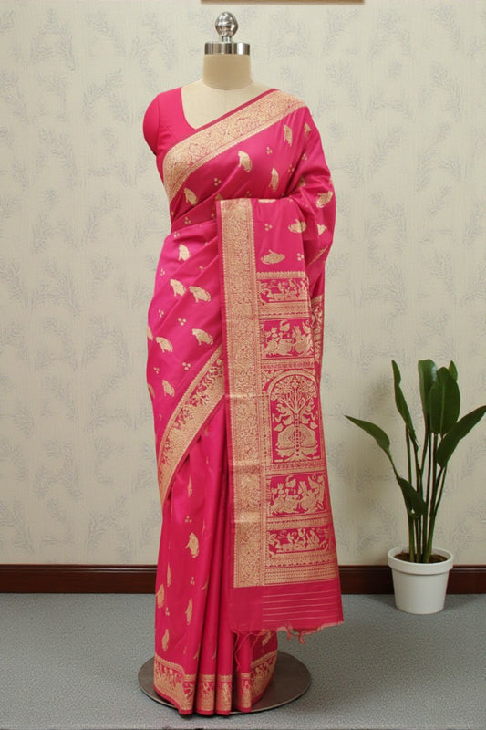 Magenta Swarnachari Blend Saree