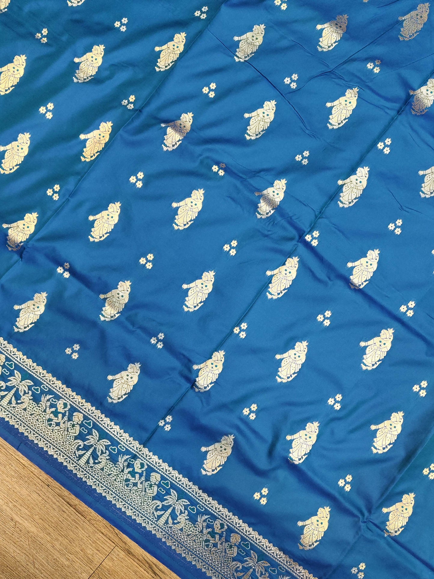 Peacock Blue Swarnachari Blend Saree