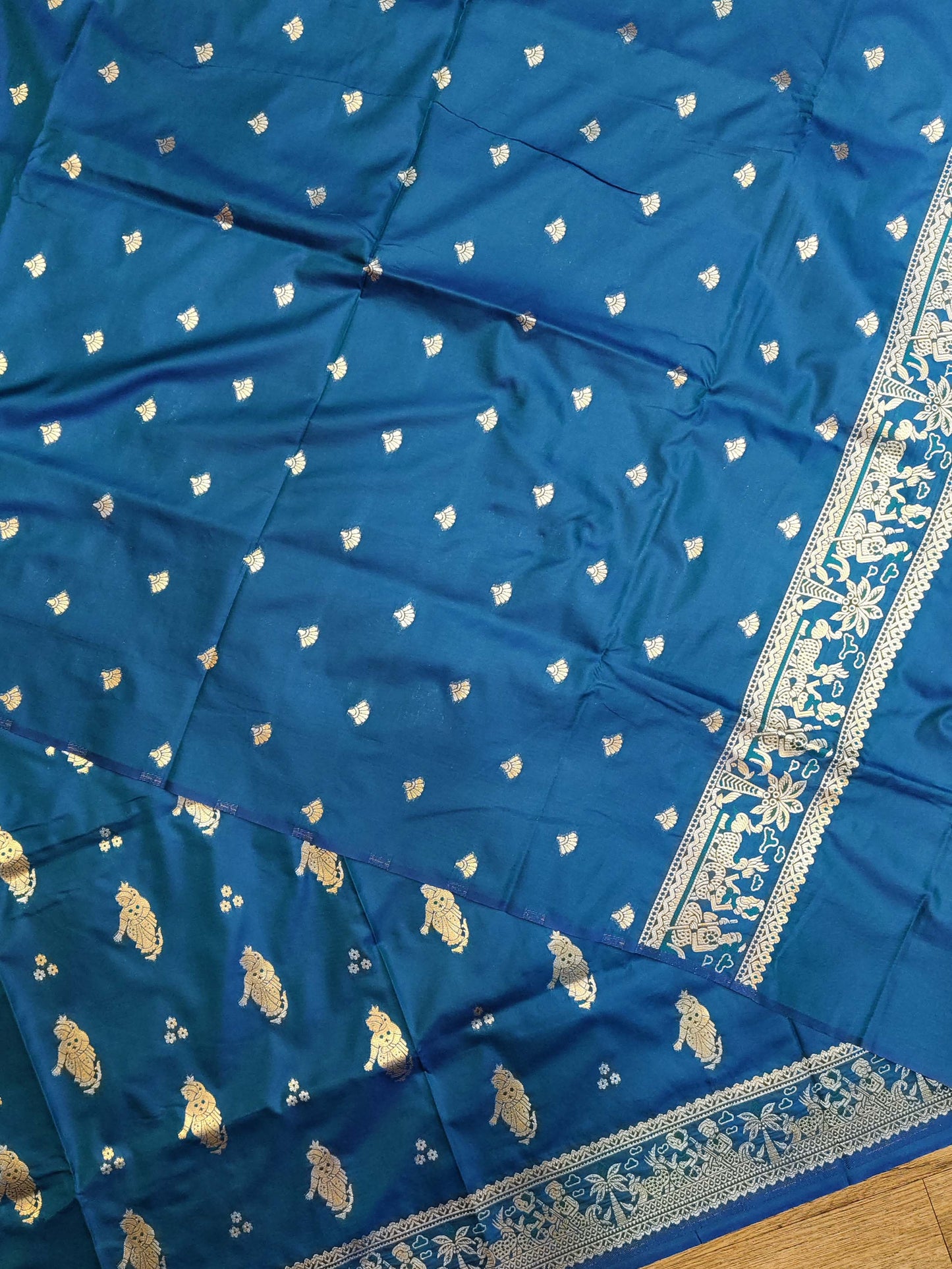 Peacock Blue Swarnachari Blend Saree