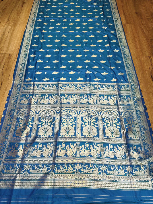 Peacock Blue Swarnachari Blend Saree