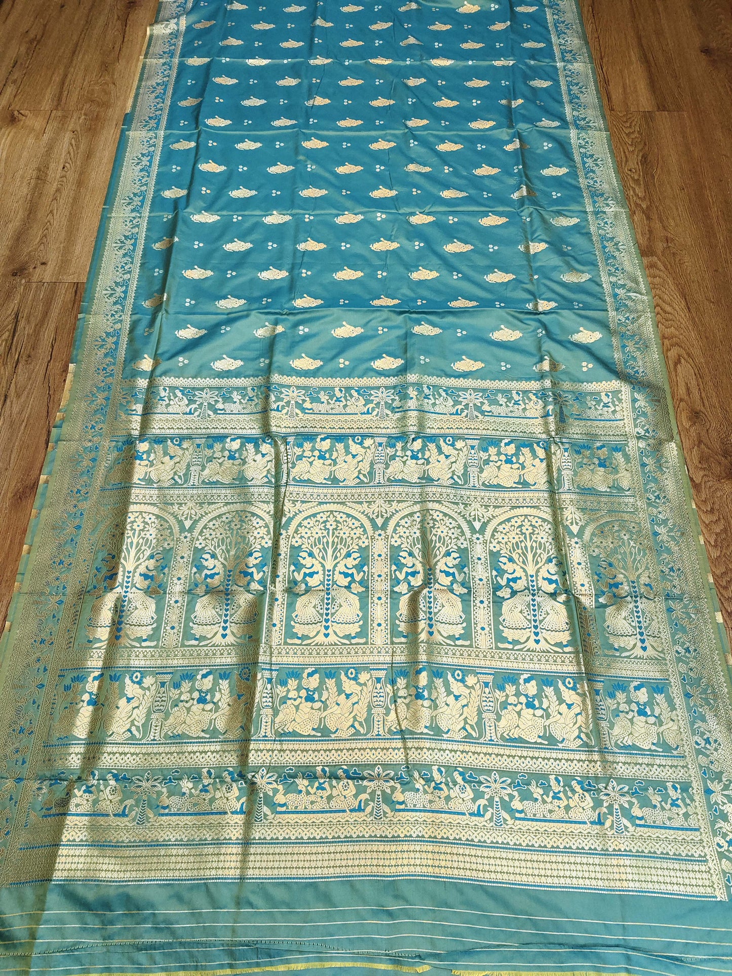 Sea Green Swarnachari Blend Saree