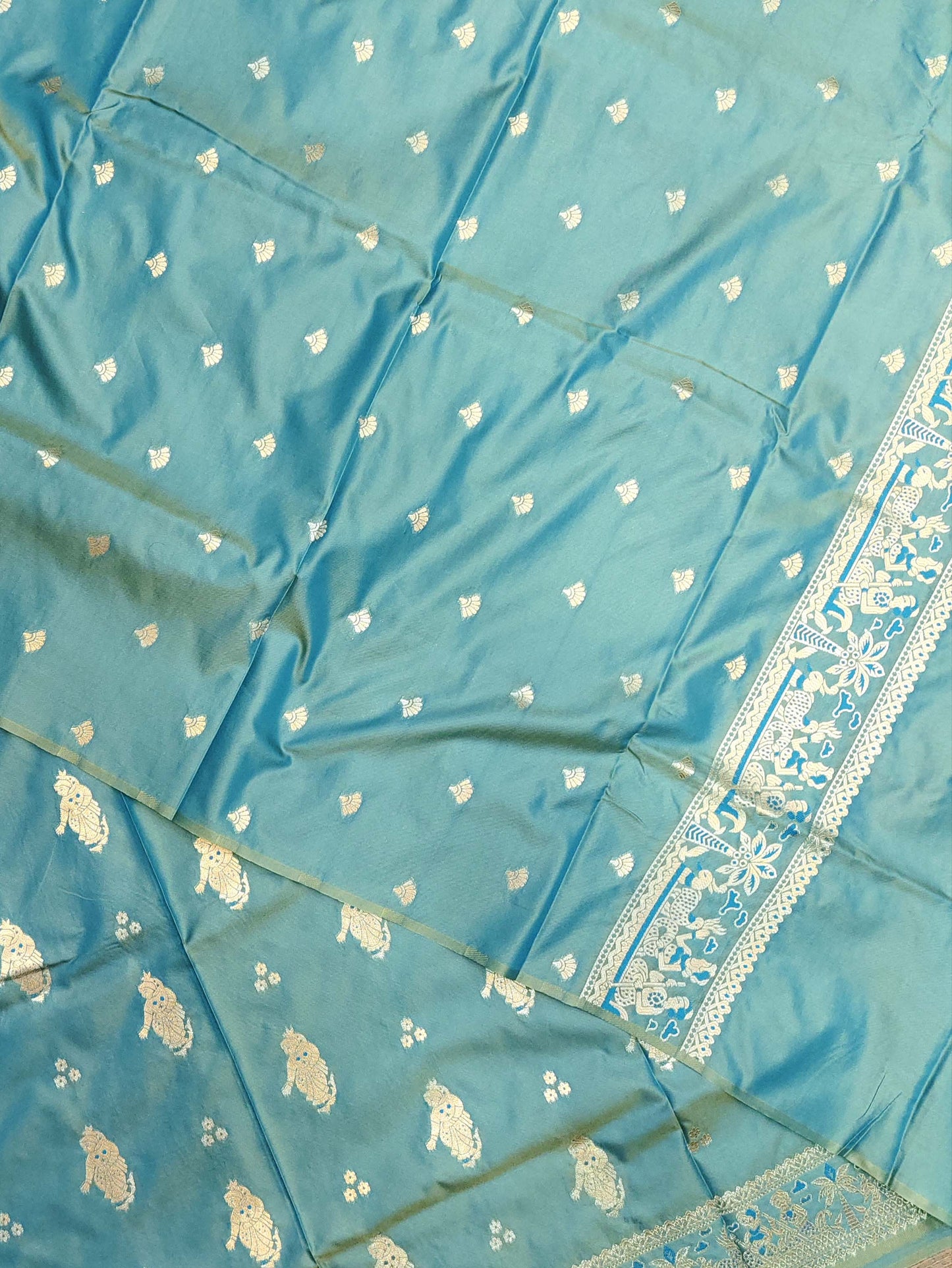 Sea Green Swarnachari Blend Saree